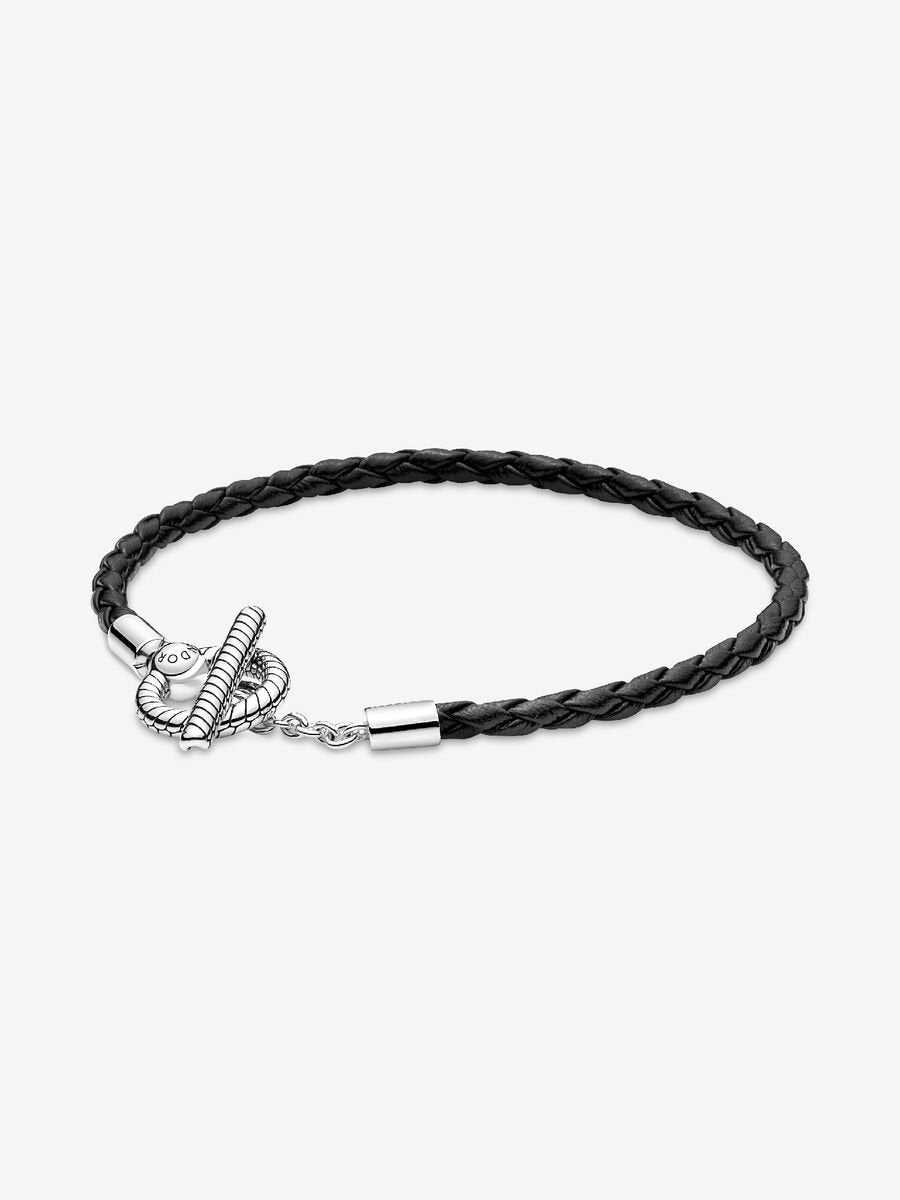 Pandora Moments Braided Leather T-bar Bracelet