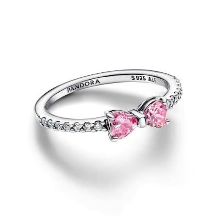 Sparkling Pink Bow Ring