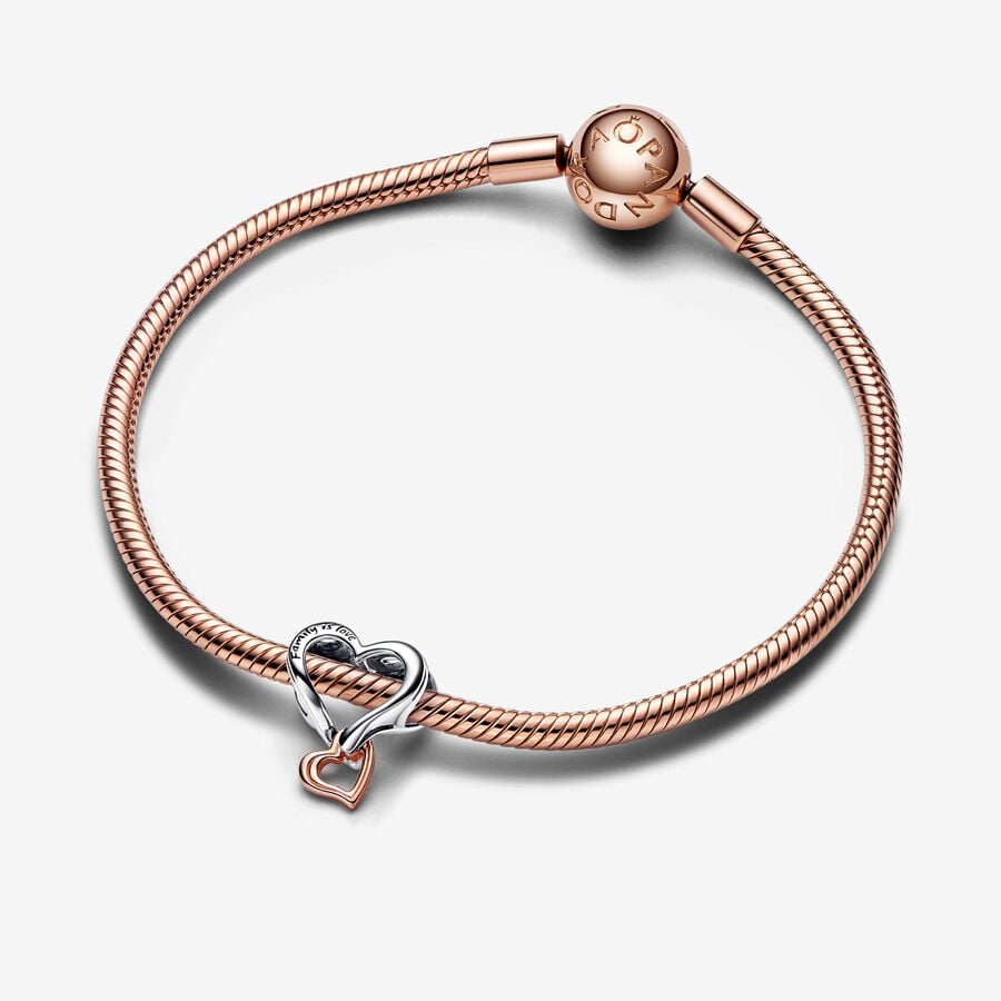 Two-tone Openwork Infinity Heart Charm