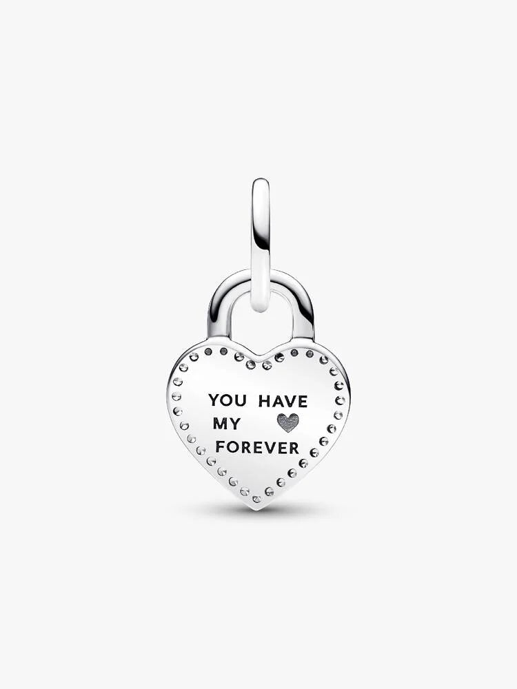 Two-tone Twistable Heart Padlock Double Dangle Charm