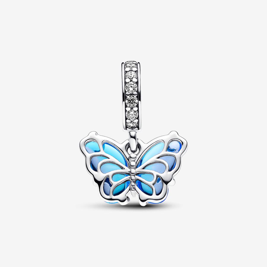 Blue Murano Glass Butterfly Dangle Charm