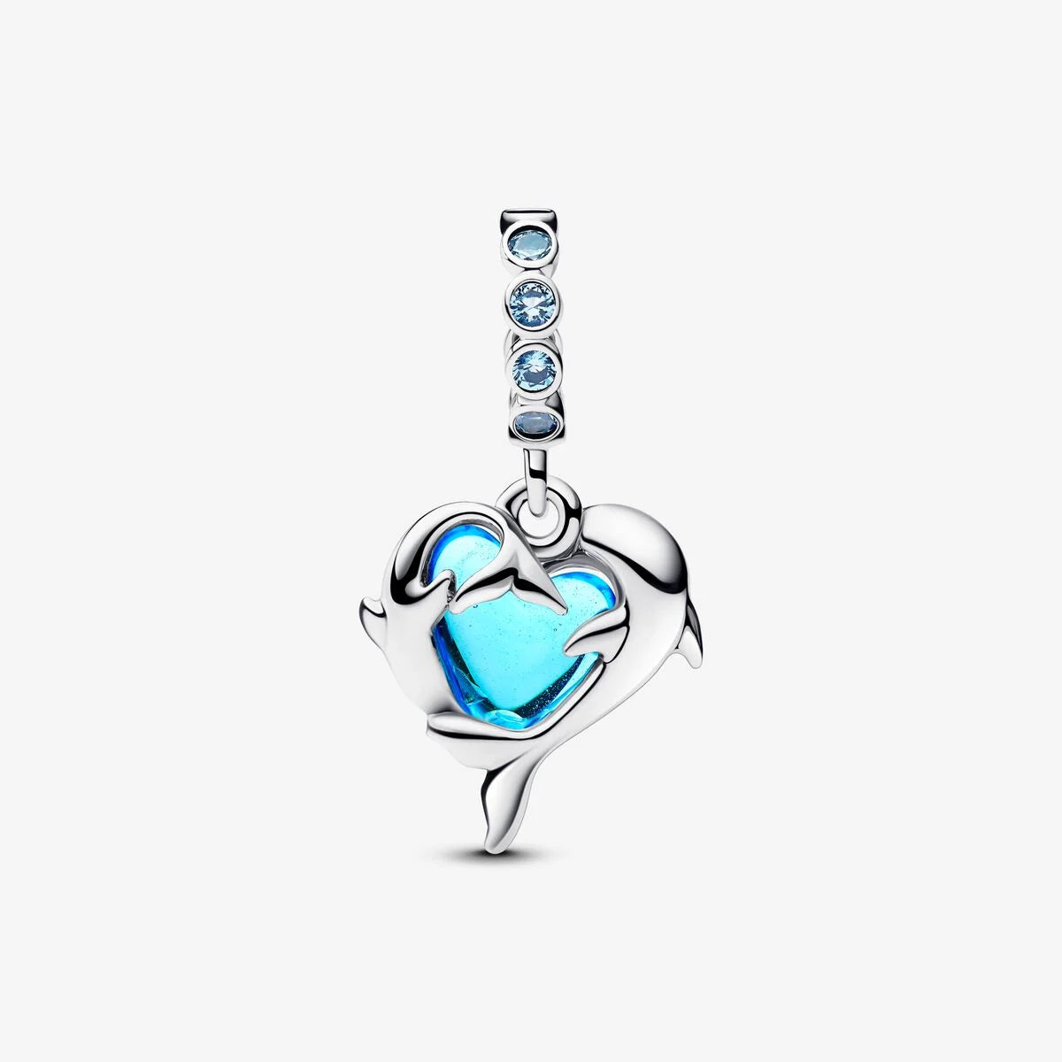 Blue Murano Glass Dolphins Dangle Charm 793924C01 /2025 D