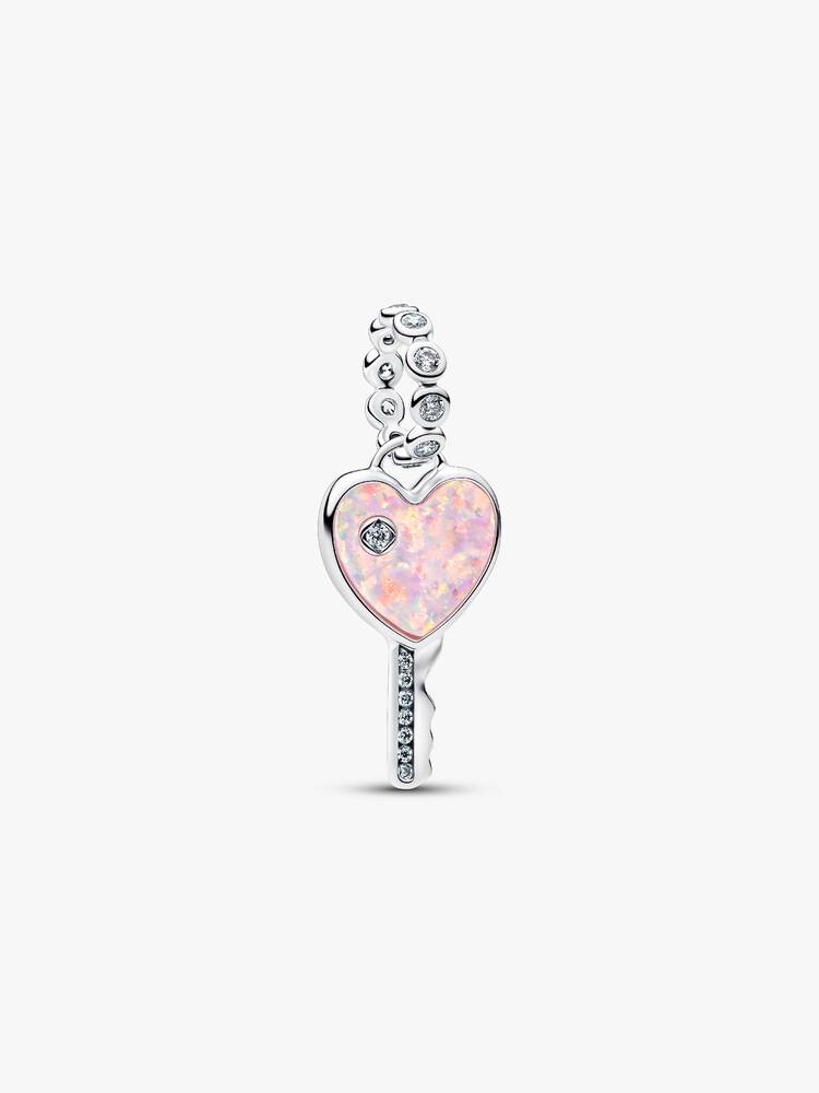 Opalescent Heart Key Dangle Charm