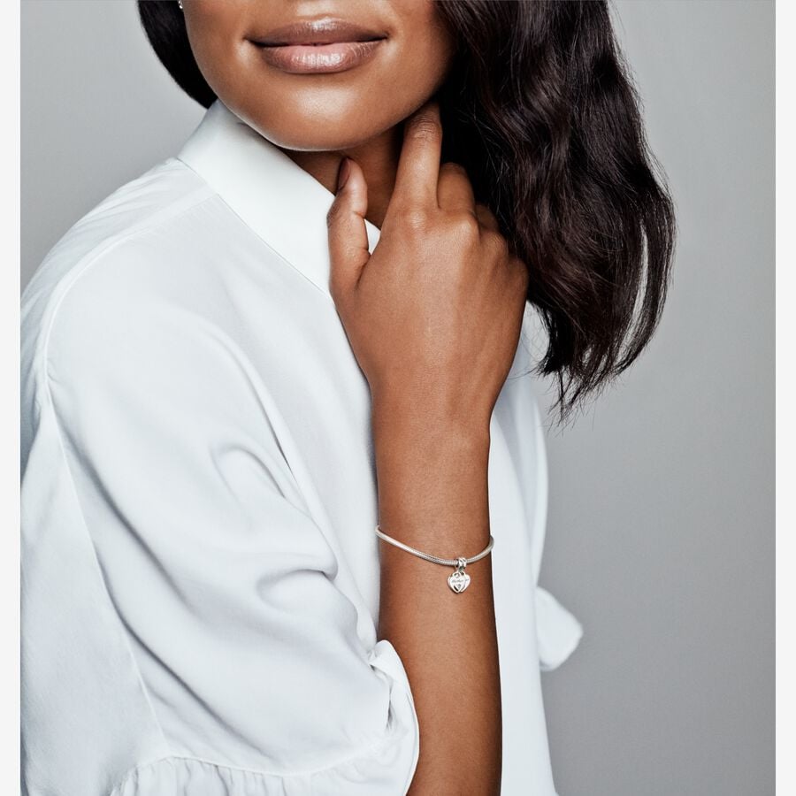 Mother and Daughter Double Heart Split Dangle Charm