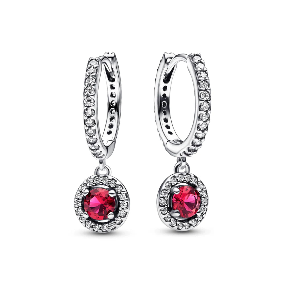 RED ROUND SPARKLING HOOP EARRINGS