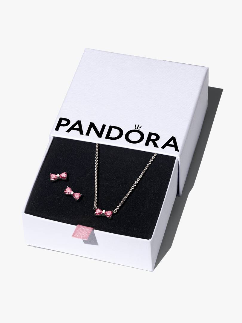 Sparkling Pink Bow Jewelry Gift Set