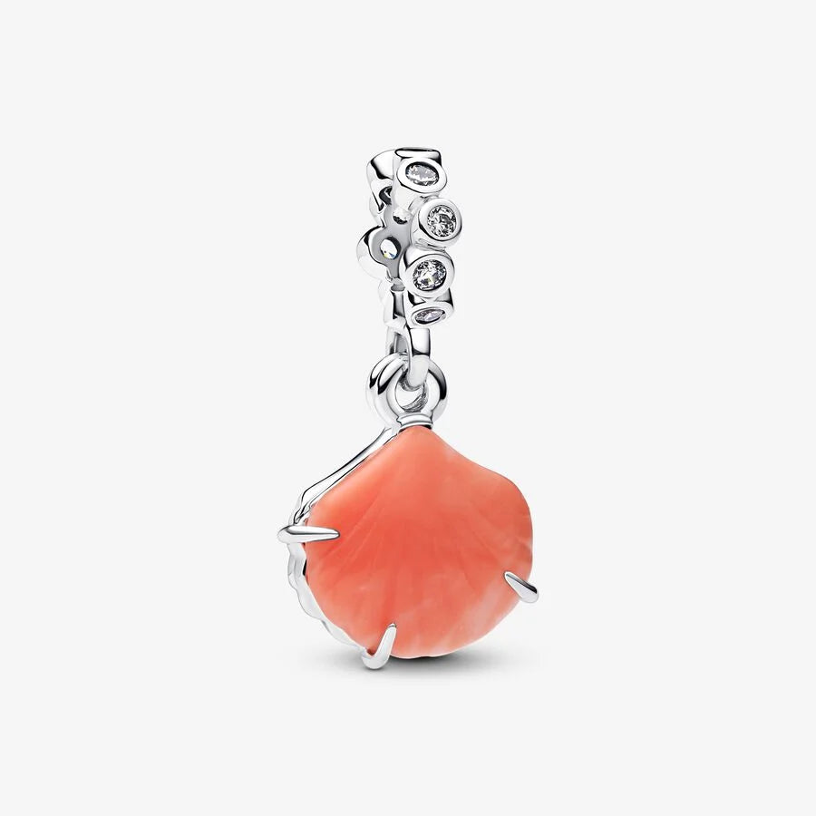 Coral-coloured Shell Double Dangle Charm - Pandora West Africa Charms   