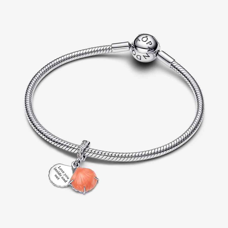 Coral-coloured Shell Double Dangle Charm - Pandora West Africa Charms   