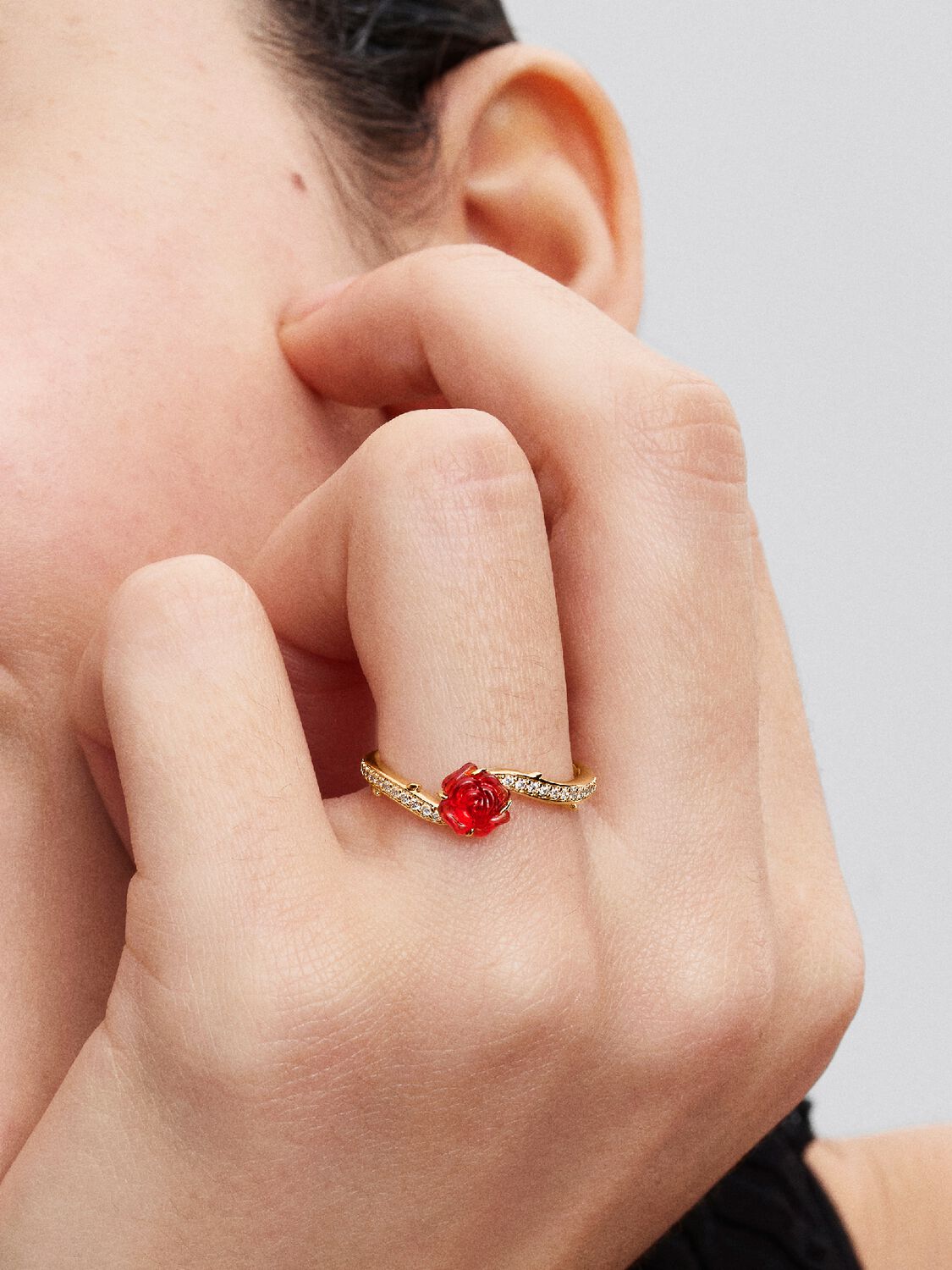 Disney Beauty and the Beast Enchanted Rose Ring - Pandora West Africa Rings   