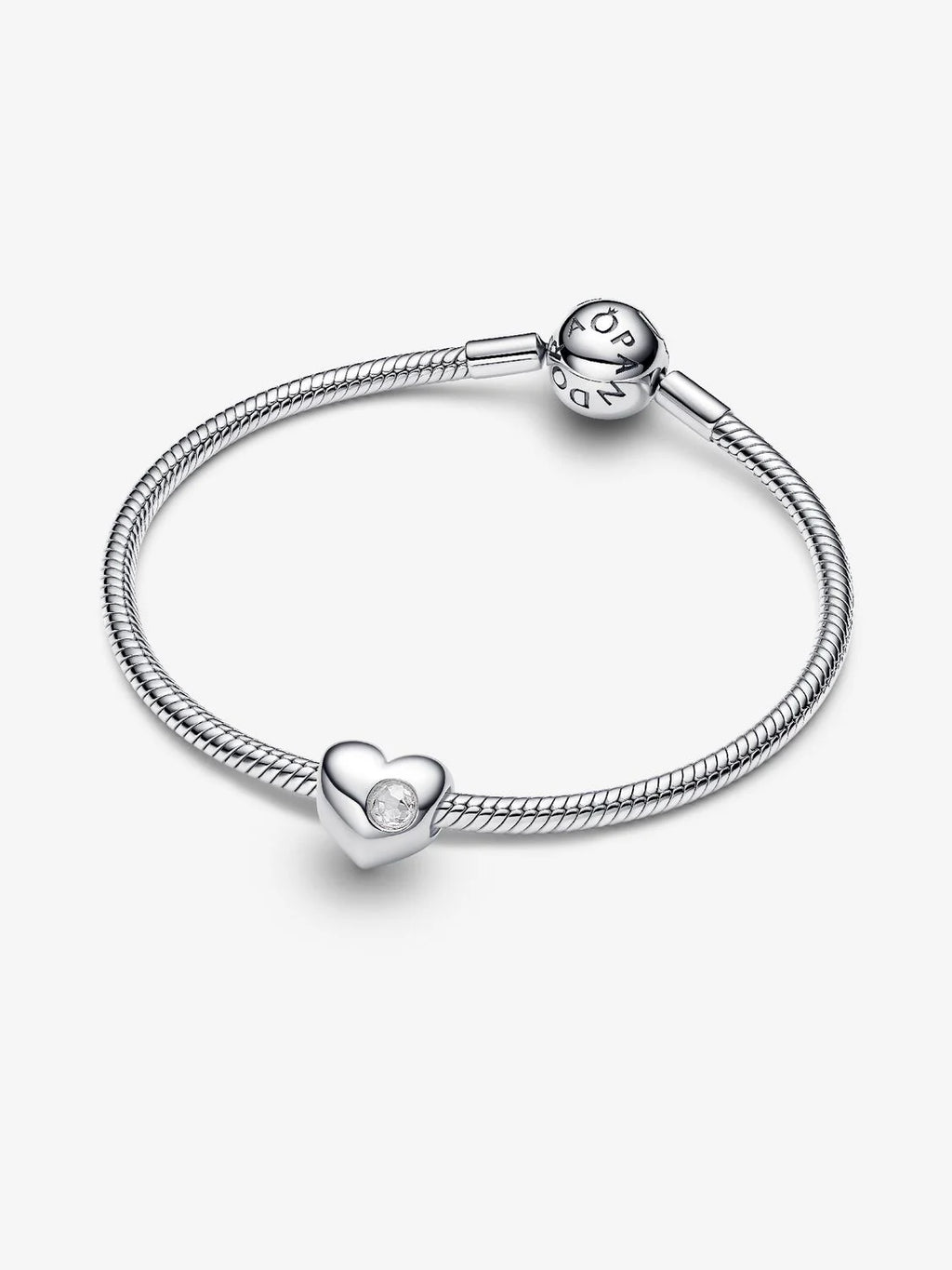 Engravable Clear Stone Heart Charm - Pandora West Africa Charms   