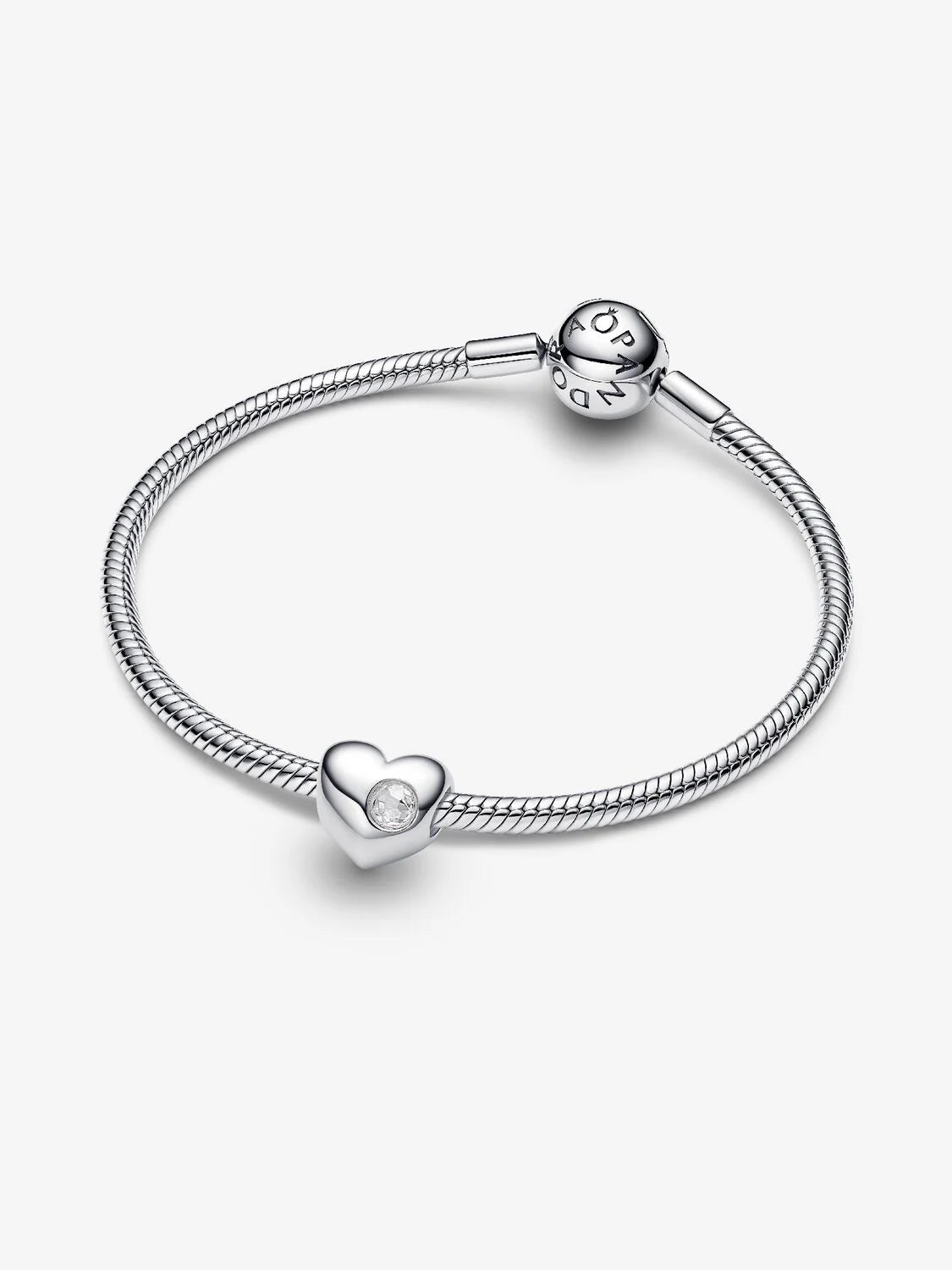 Engravable Clear Stone Heart Charm - Pandora West Africa Charms   