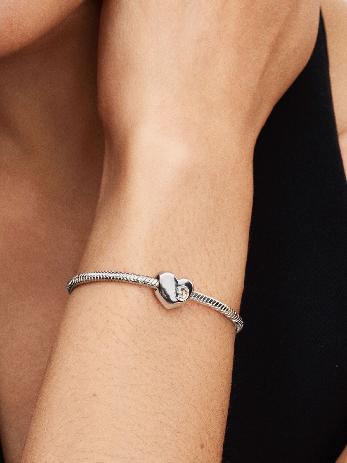 Engravable Clear Stone Heart Charm - Pandora West Africa Charms   