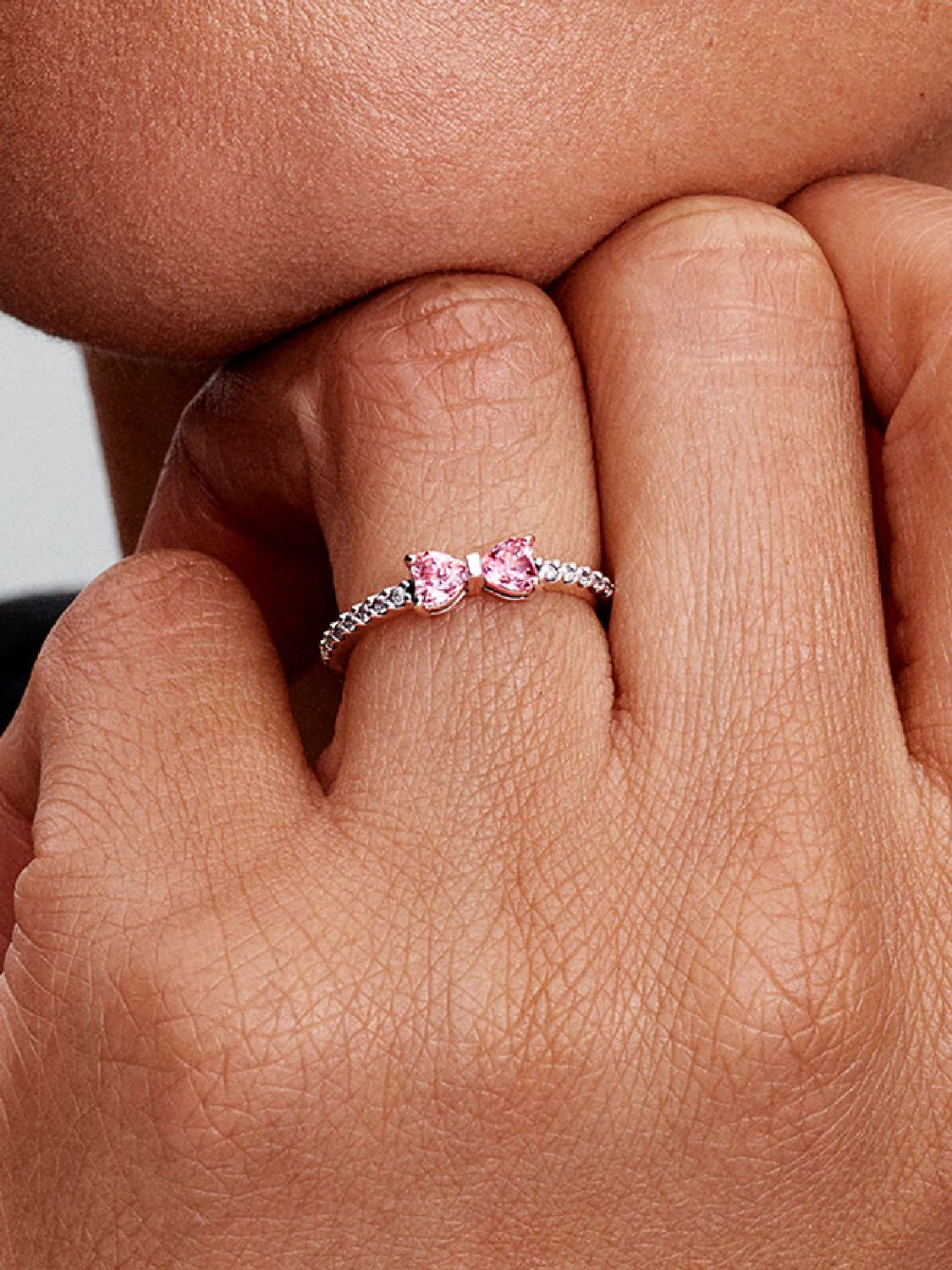 Sparkling Pink Bow Ring