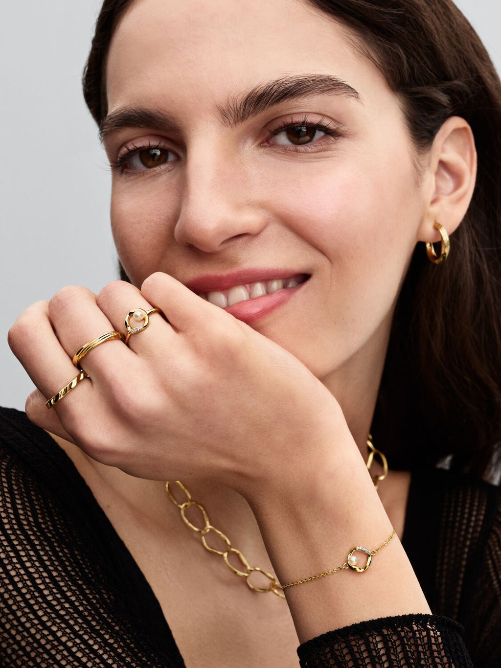 Organically Shaped Pavé Circle & Treated Freshwater Cultured Pearl Ring 163831C01/2025 D