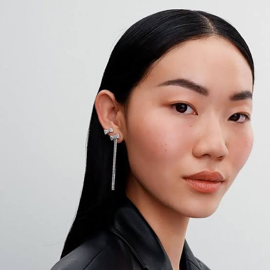 Pavé Bow Drop Earrings