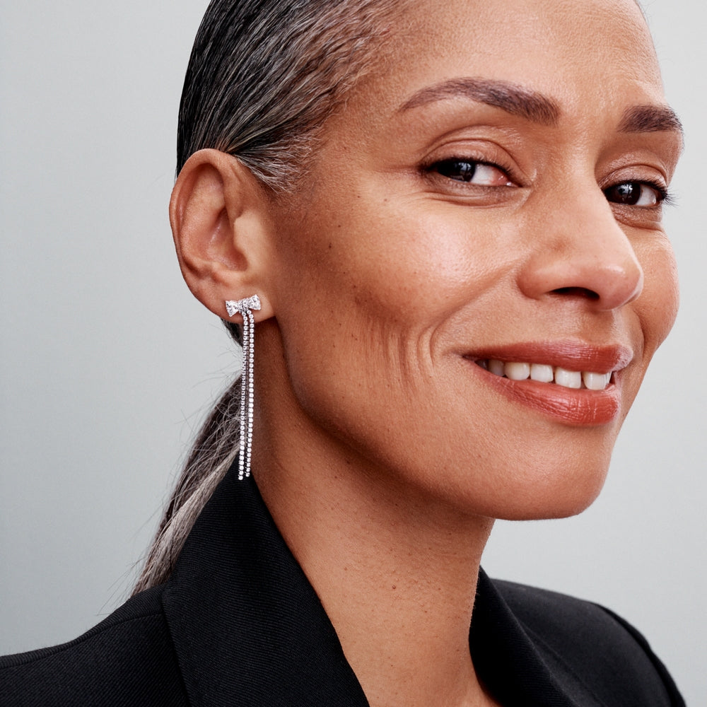 Pavé Bow Drop Earrings