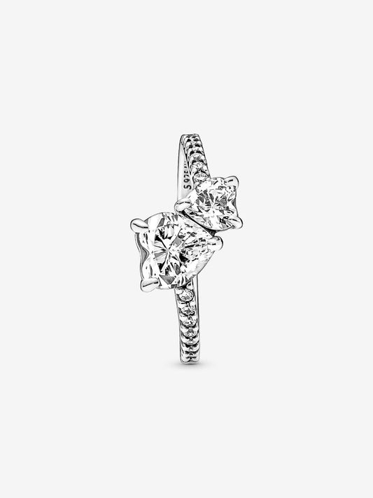 Double Heart Sparkling Ring