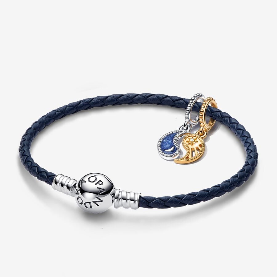 Two-tone Splittable Sun & Moon Dangle Charm