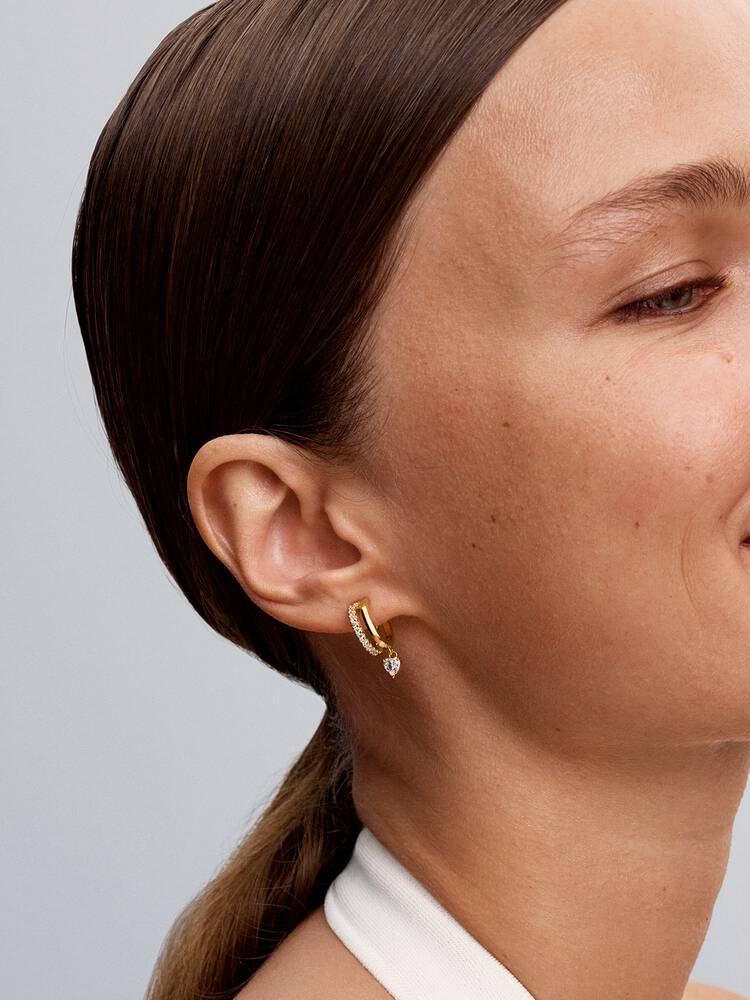 Dangling Heart Hoop Earrings