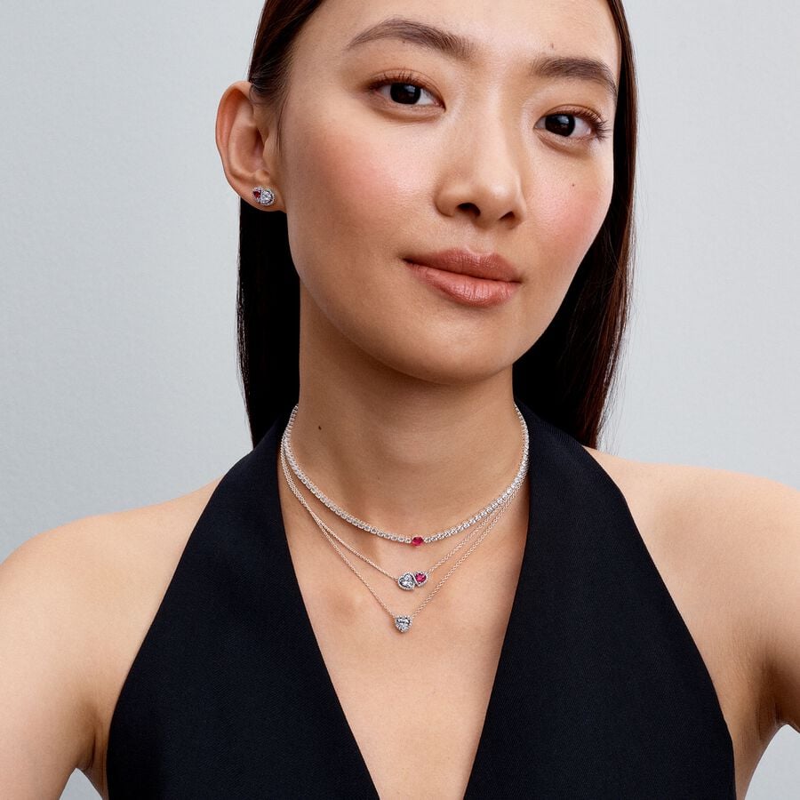 Halo Hearts Pendant Necklace