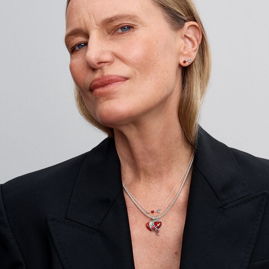 Arrow & Murano Glass Heart Stud Earrings