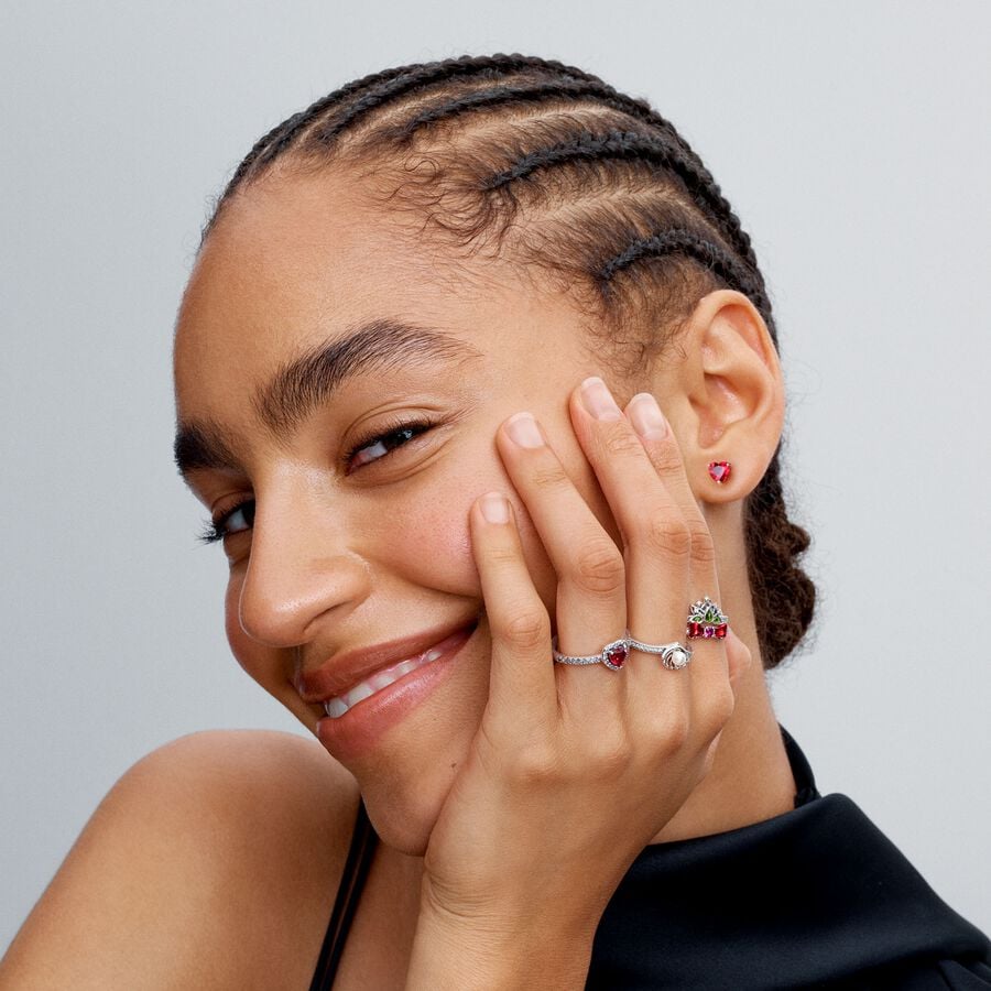 Red Heart Stud Earrings - Pandora West Africa Earrings Turn up the romance with our Red Heart Stud Earrings. Heart-shaped faceted red man-made crystals sparkle in a sterling silver three-prong setting. Make a bold declaration of love and pair this set with other heart pieces. 292549C01  