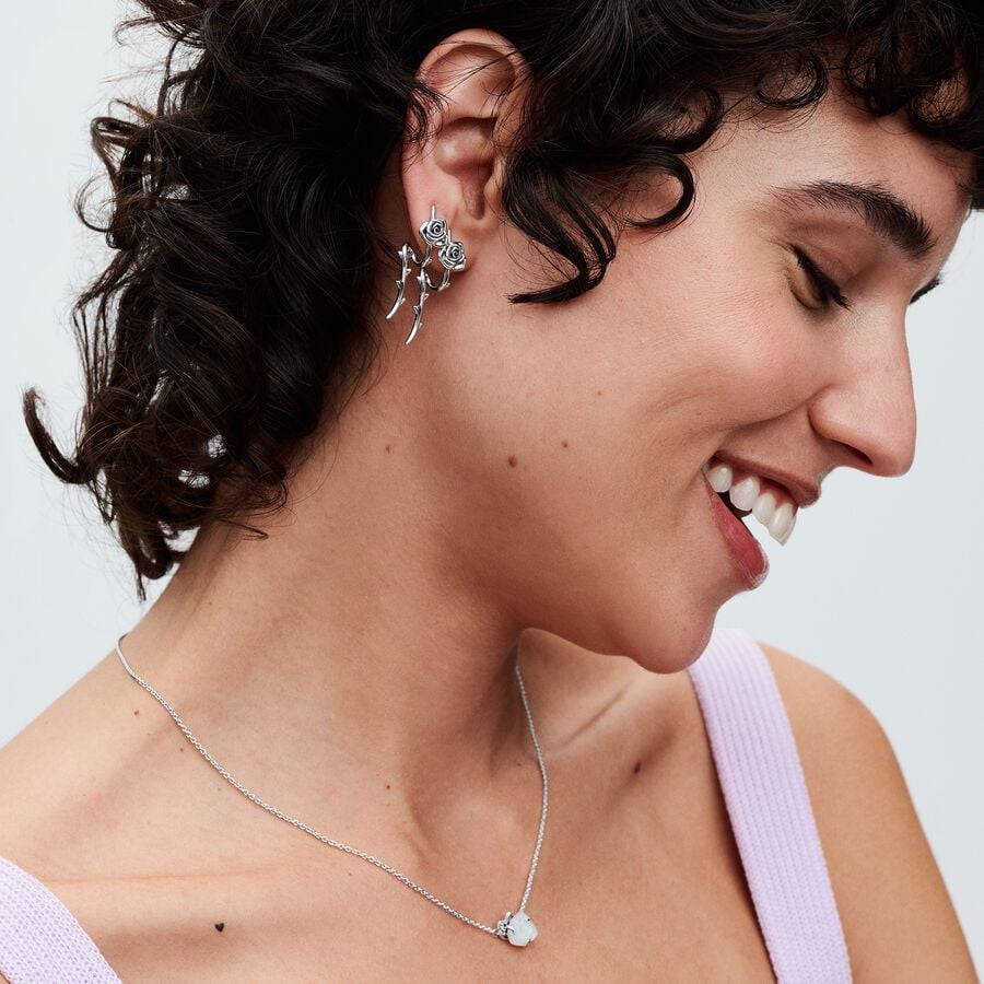 Rose in Bloom Curved Stud Earrings