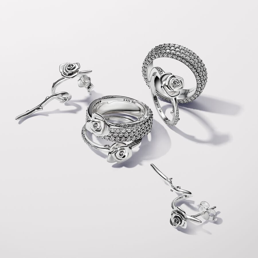 Rose in Bloom Curved Stud Earrings