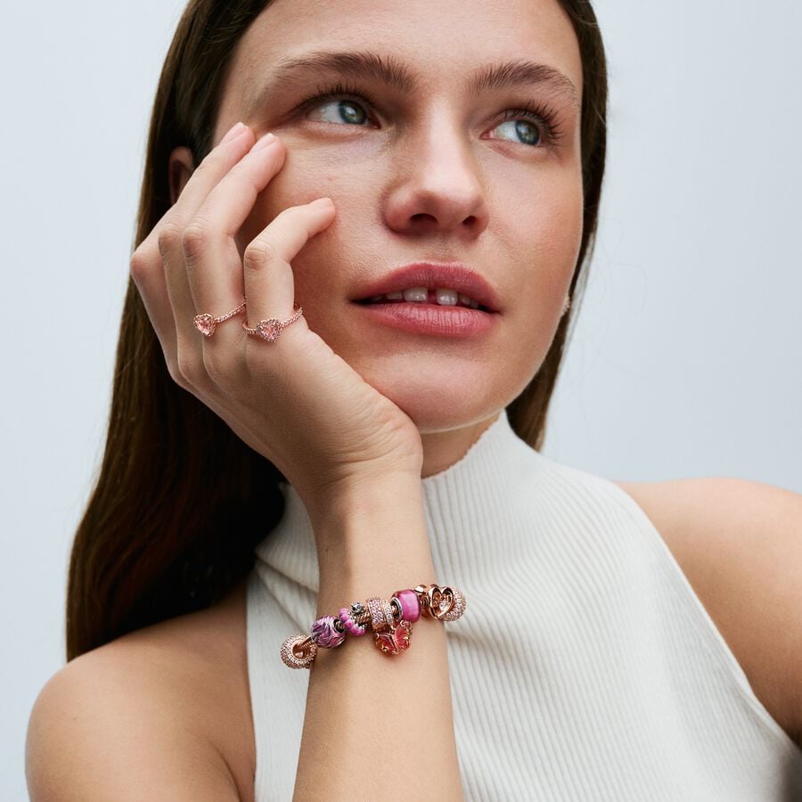 Pink & Yellow Murano Glass Butterfly Dangle Charm