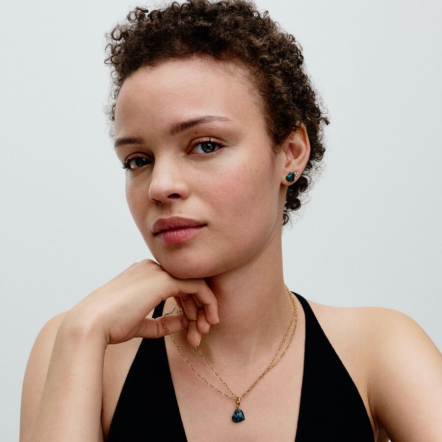 Opalescent Green Heart Dangle Charm