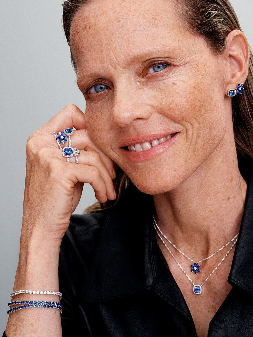 Sparkling Blue Tennis Bracelet