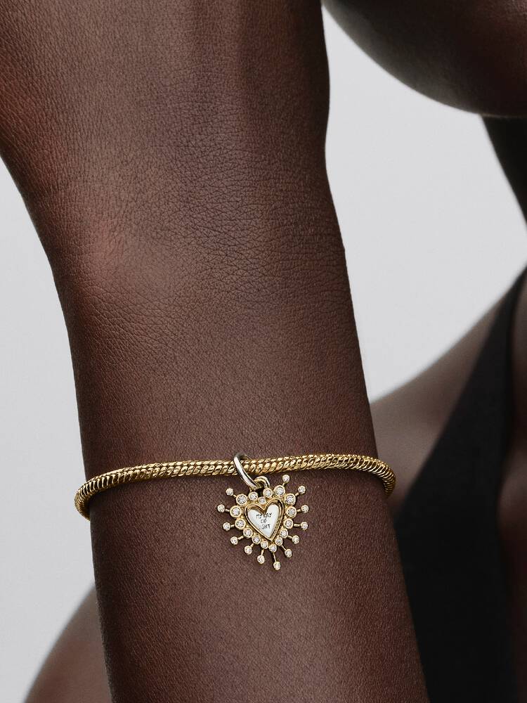 Radiant Heart Double Dangle Charm - Pandora West Africa CHARMS   