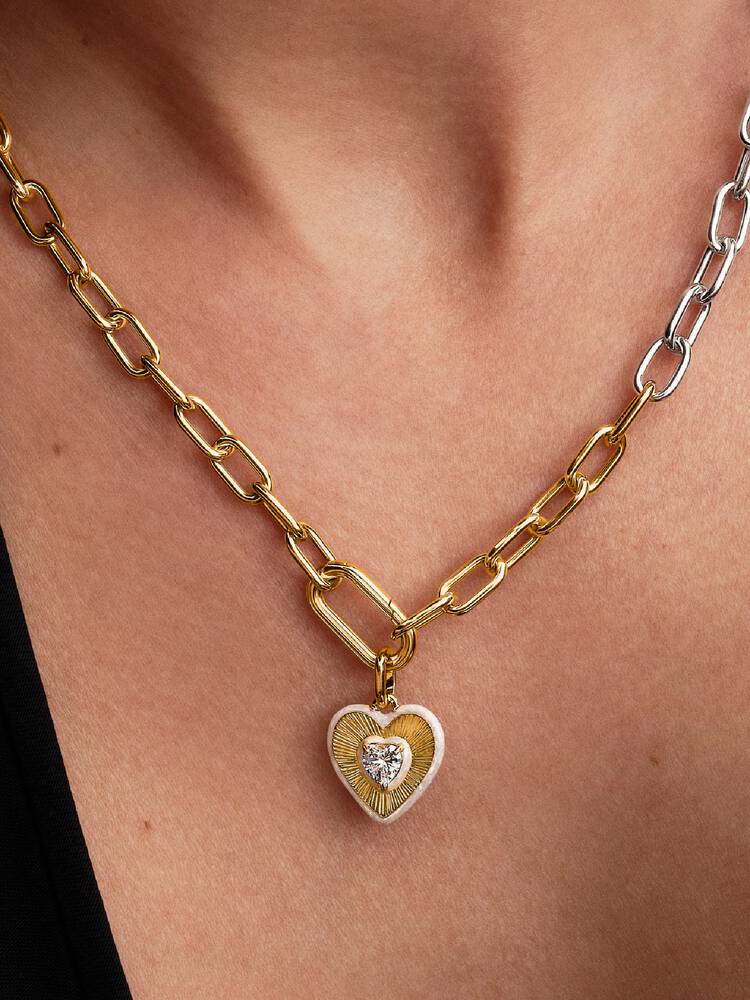 Radiating White Heart Medallion Charm - Pandora West Africa CHARMS   