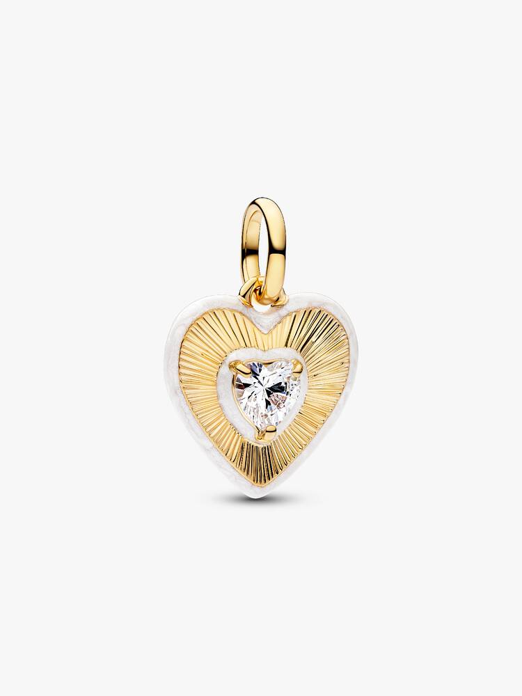Radiating White Heart Medallion Charm - Pandora West Africa CHARMS   