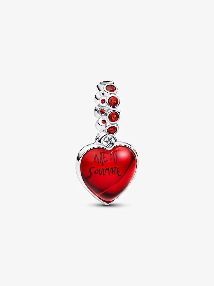 Red Murano Glass Heart Double Dangle Charm - Pandora West Africa CHARMS   