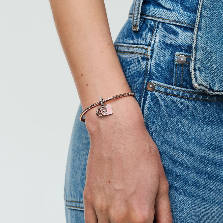 Sparkling Infinity Heart Dangle Charm