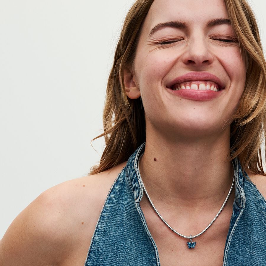 Blue Murano Glass Butterfly Dangle Charm