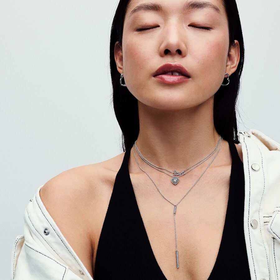 Sparkling Heart Halo Pendant Necklace