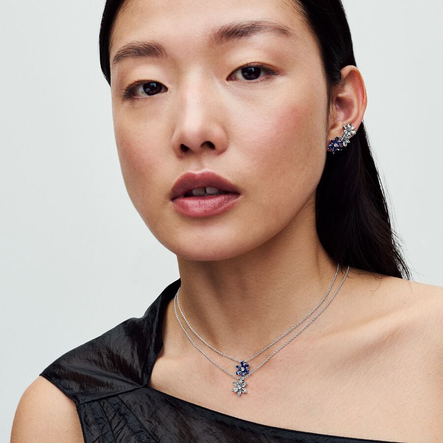 Sparkling Blue Herbarium Cluster Stud Earring