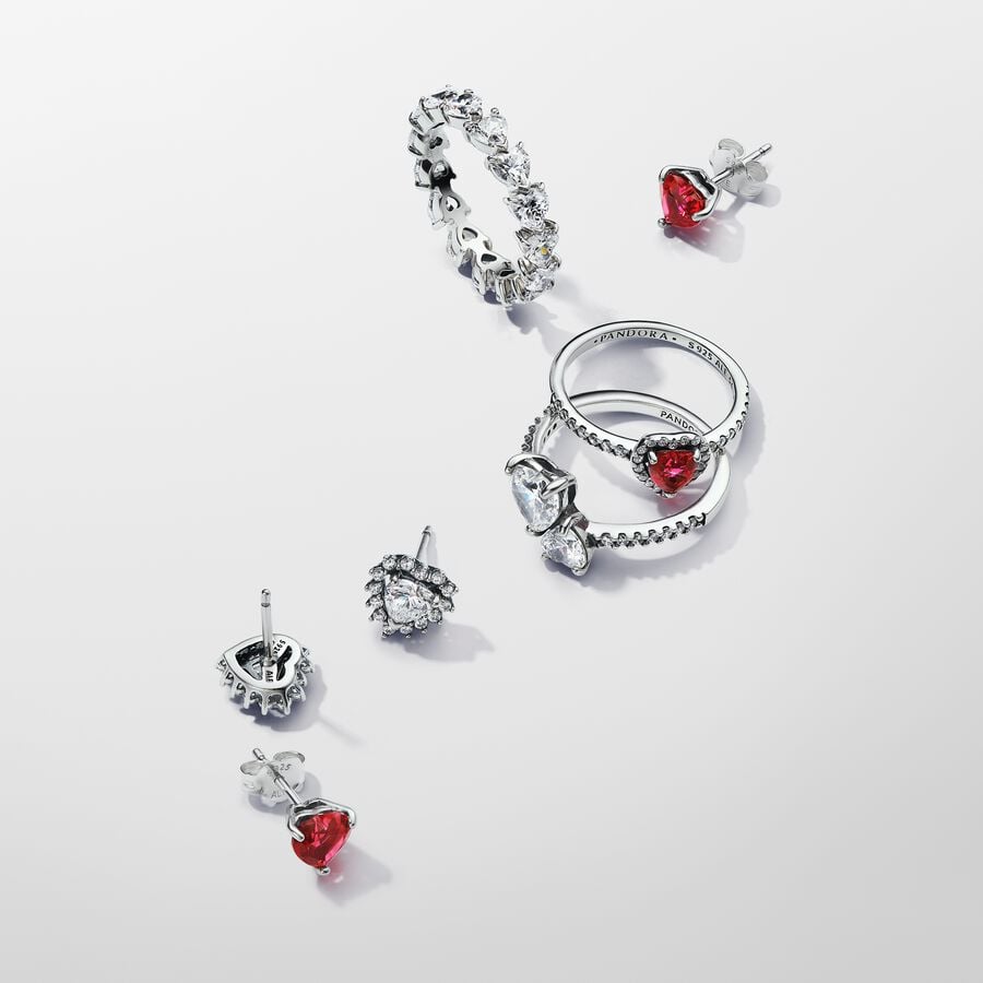 Heart sterling silver stud earrings
