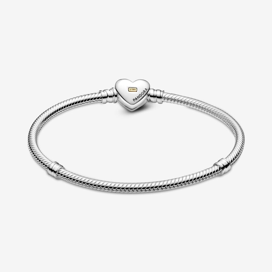 Domed Golden Heart Clasp Snake Chain Bracelet